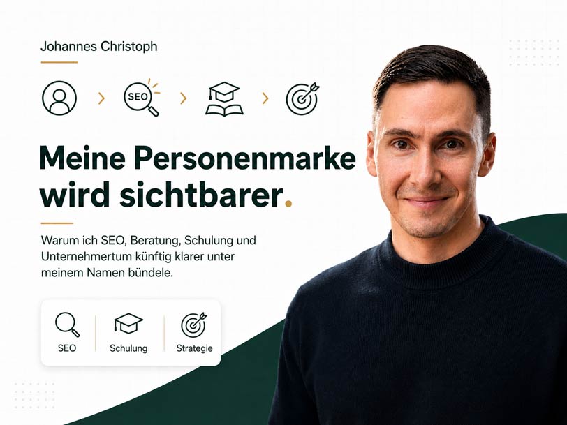 Johannes Christoph und seine Personenmarke für SEO, GEO, digitale Sichtbarkeit, Beratung und Schulung.